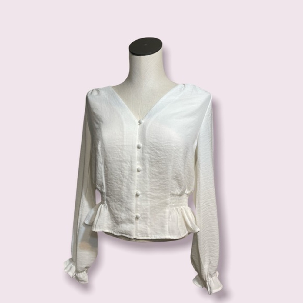 Topshop women’s Ivory button Millie Twill Tea Top Blouse long sleeve Sz 6 NWT